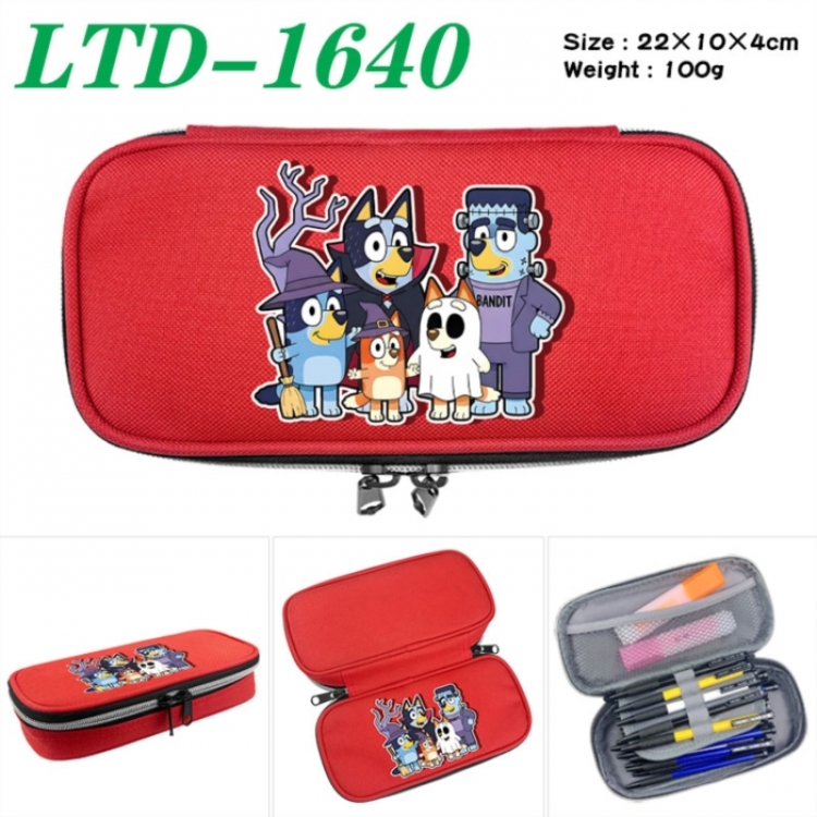 Bluey Anime Waterproof canvas zipper clamshell pencil case pencil case 22x10x4cm