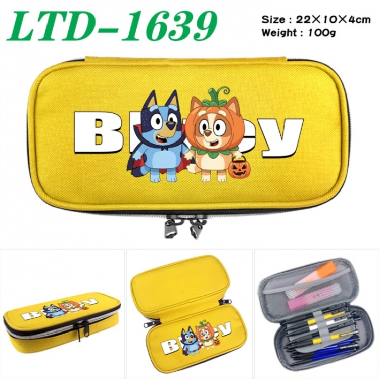 Bluey Anime Waterproof canvas zipper clamshell pencil case pencil case 22x10x4cm