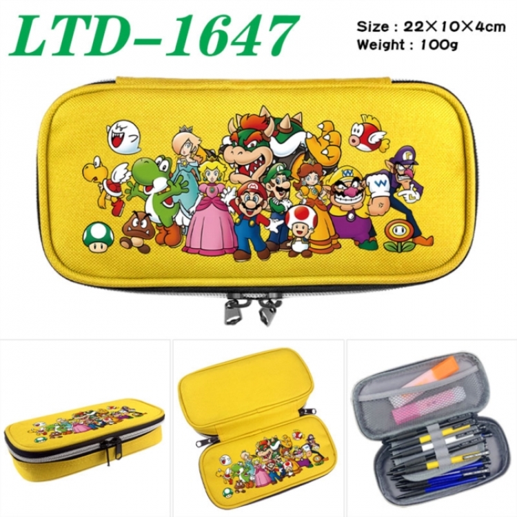 Super Mario Anime Waterproof canvas zipper clamshell pencil case pencil case 22x10x4cm