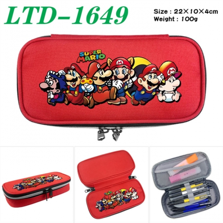 Super Mario Anime Waterproof canvas zipper clamshell pencil case pencil case 22x10x4cm