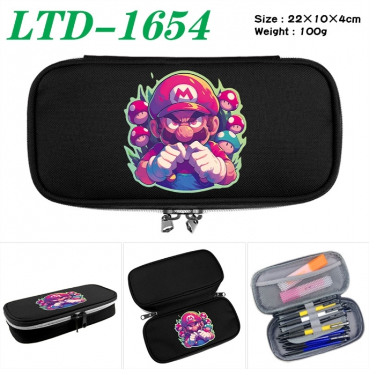 Super Mario Anime Waterproof canvas zipper clamshell pencil case pencil case 22x10x4cm
