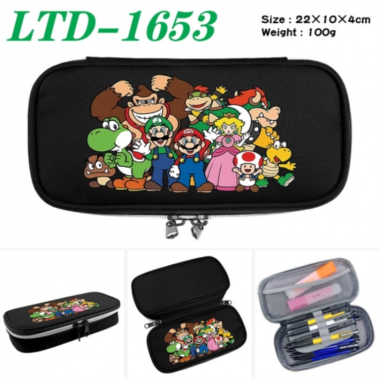 Super Mario Anime Waterproof canvas zipper clamshell pencil case pencil case 22x10x4cm