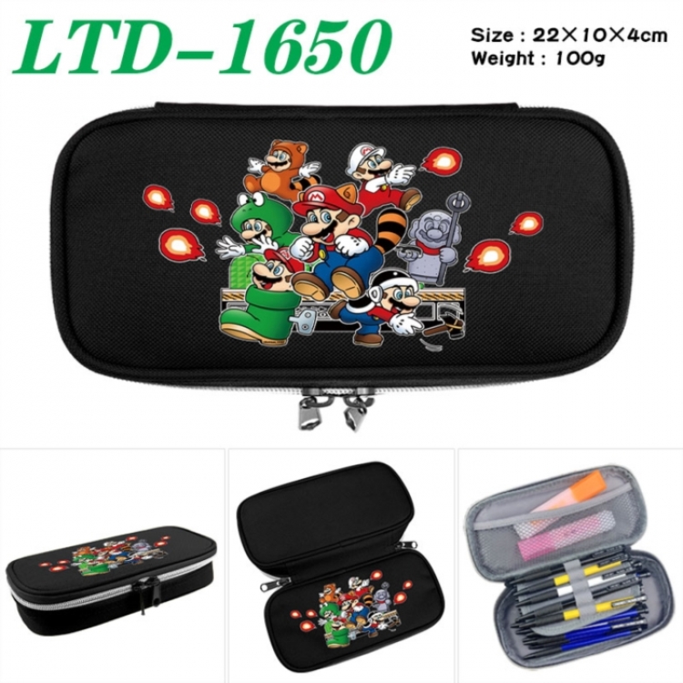 Super Mario Anime Waterproof canvas zipper clamshell pencil case pencil case 22x10x4cm