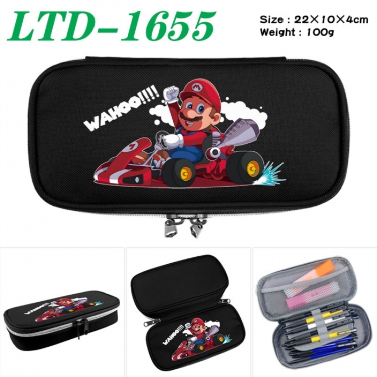 Super Mario Anime Waterproof canvas zipper clamshell pencil case pencil case 22x10x4cm