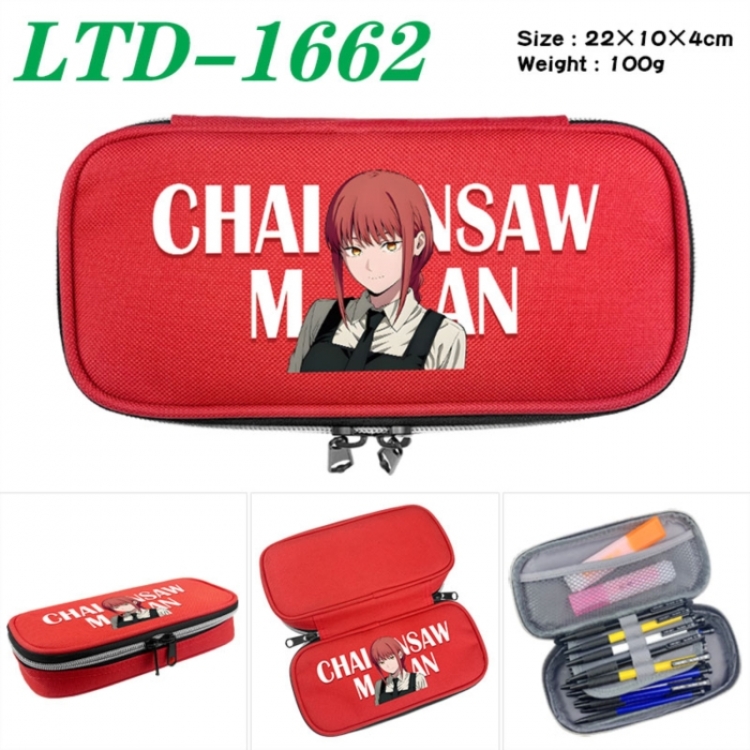 Chainsaw Man Anime Waterproof canvas zipper clamshell pencil case pencil case 22x10x4cm