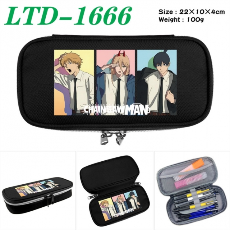 Chainsaw Man Anime Waterproof canvas zipper clamshell pencil case pencil case 22x10x4cm