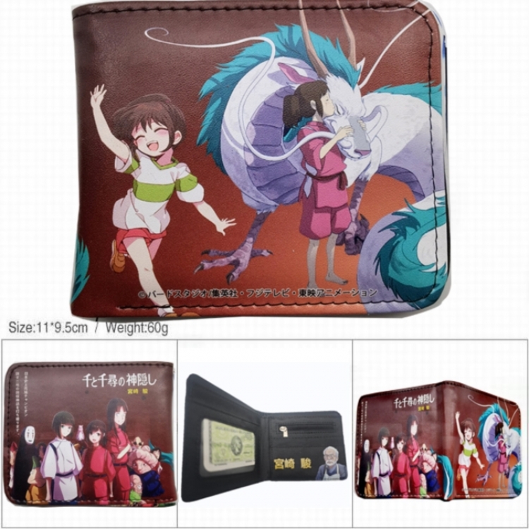 Spirited Away 3D concave convex two fold short card wallet wallet wallet 11X9.5X2cm 65G