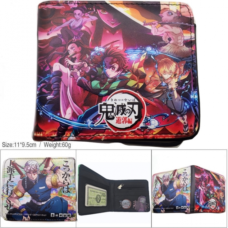 Demon Slayer Kimets 3D concave convex two fold short card wallet wallet wallet 11X9.5X2cm 65G