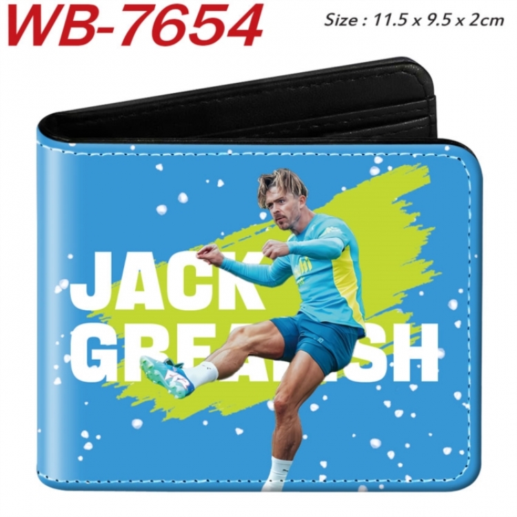Football Anime color short full zip folding wallet 10x12x2.5cm