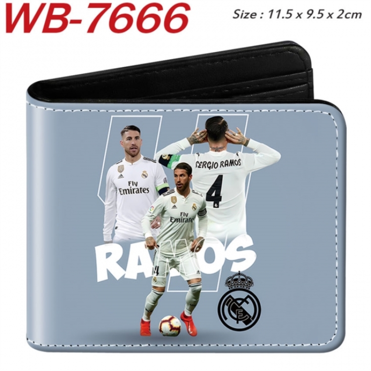 Football Anime color short full zip folding wallet 10x12x2.5cm