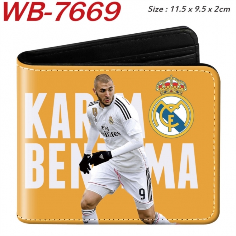 Football Anime color short full zip folding wallet 10x12x2.5cm
