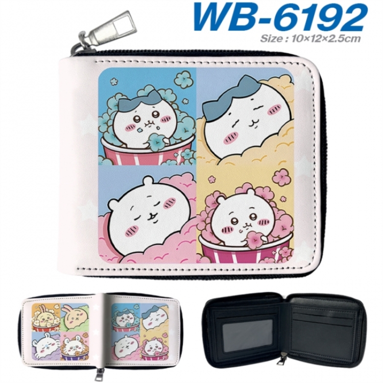 Chiikawa Anime color short full zip folding wallet 10x12x2.5cm