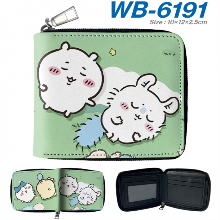 Chiikawa Anime color short full zip folding wallet 10x12x2.5cm