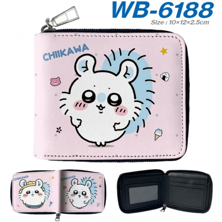 Chiikawa Anime color short full zip folding wallet 10x12x2.5cm