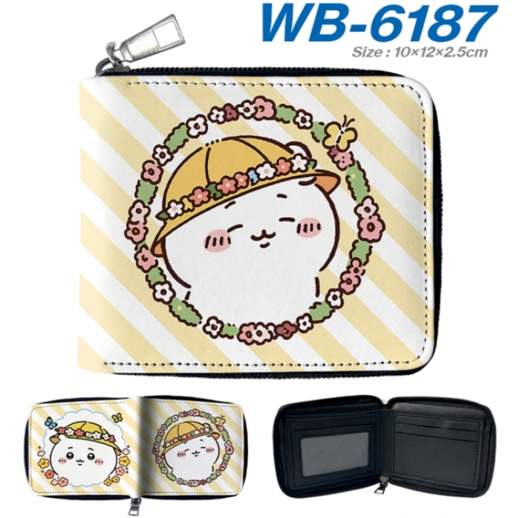 Chiikawa Anime color short full zip folding wallet 10x12x2.5cm