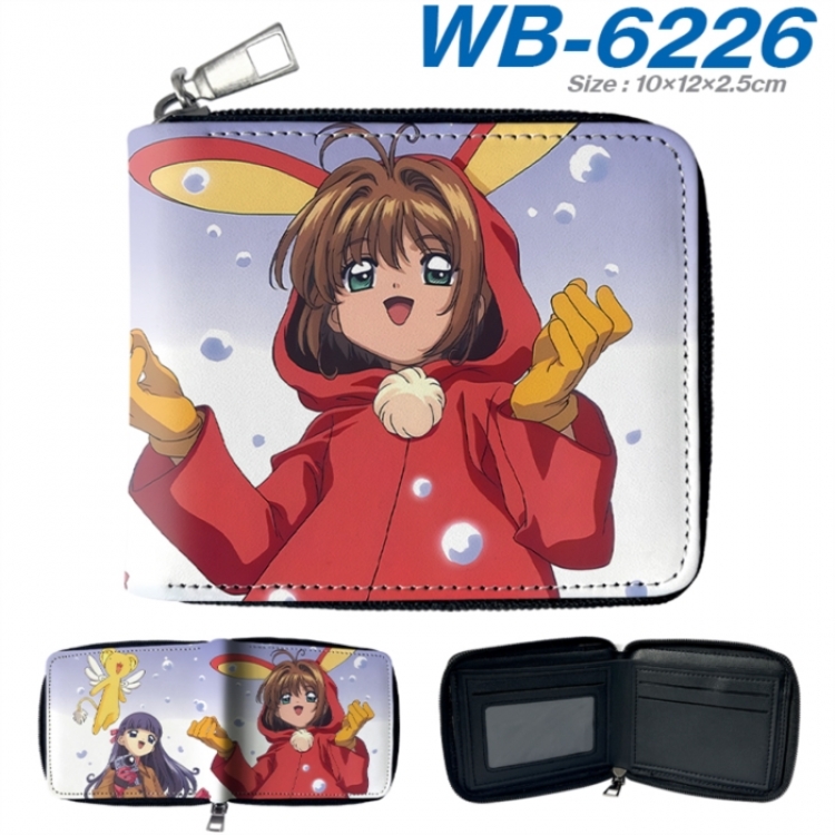 Card Captor Sakura Anime color short full zip folding wallet 10x12x2.5cm