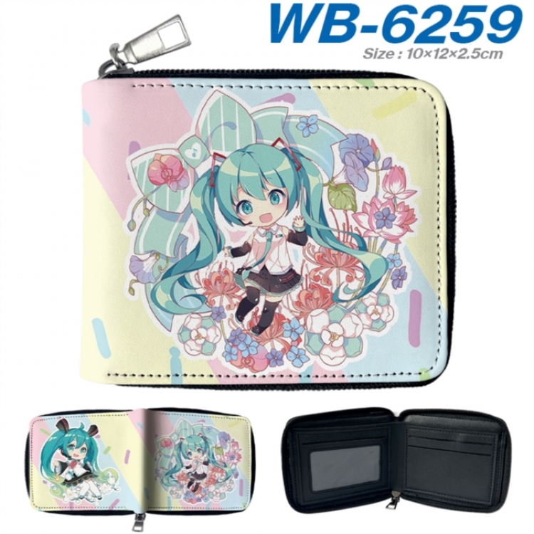 Hatsune Miku Anime color short full zip folding wallet 10x12x2.5cm