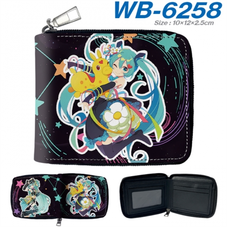 Hatsune Miku Anime color short full zip folding wallet 10x12x2.5cm