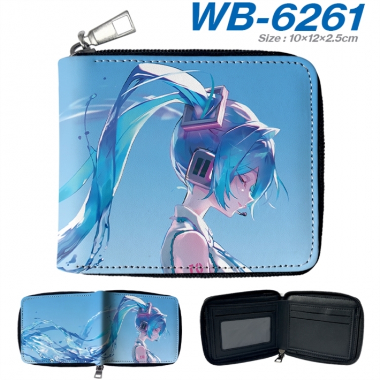 Hatsune Miku Anime color short full zip folding wallet 10x12x2.5cm