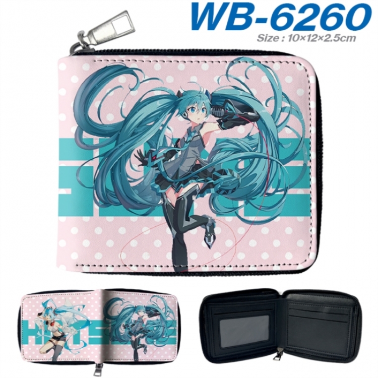 Hatsune Miku Anime color short full zip folding wallet 10x12x2.5cm