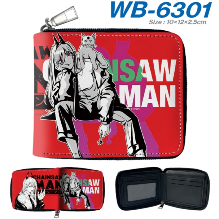 Chainsaw Man Anime color short full zip folding wallet 10x12x2.5cm