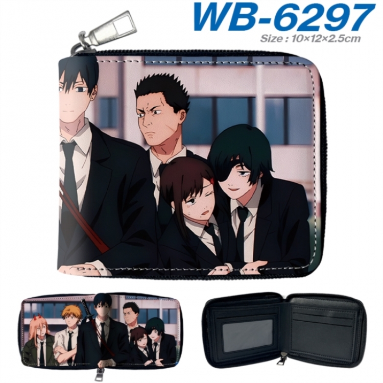 Chainsaw Man Anime color short full zip folding wallet 10x12x2.5cm