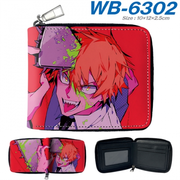 Chainsaw Man Anime color short full zip folding wallet 10x12x2.5cm