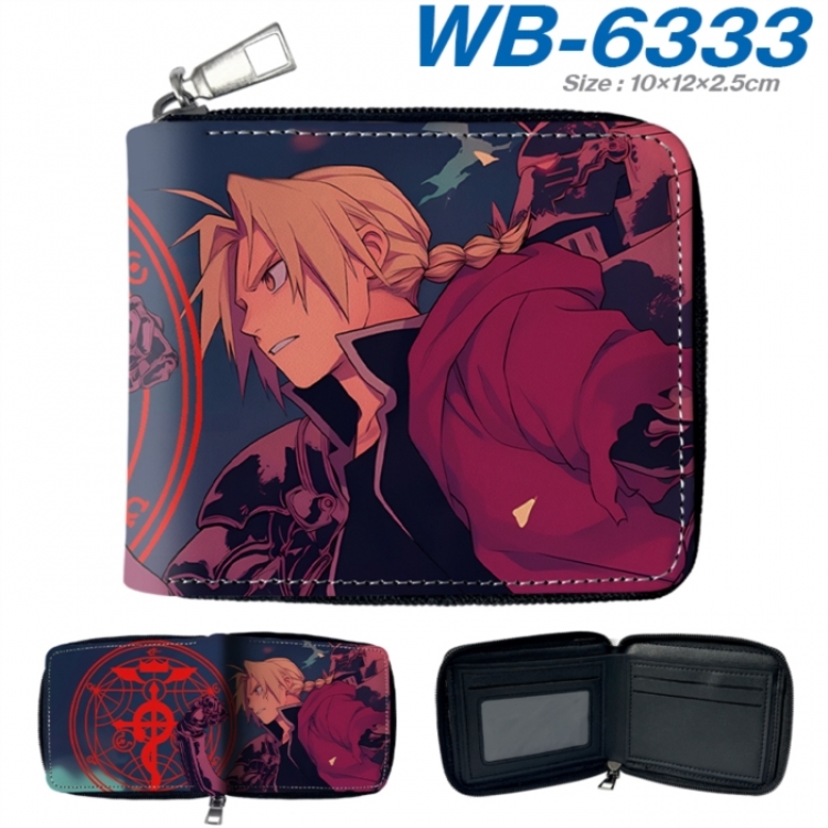 Fullmetal Alchemist Anime color short full zip folding wallet 10x12x2.5cm