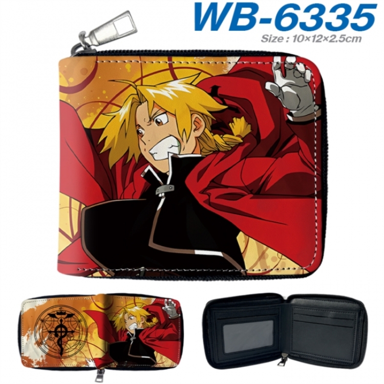 Fullmetal Alchemist Anime color short full zip folding wallet 10x12x2.5cm