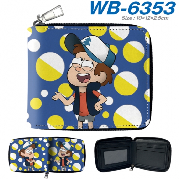 Gravity Falls Anime color short full zip folding wallet 10x12x2.5cm