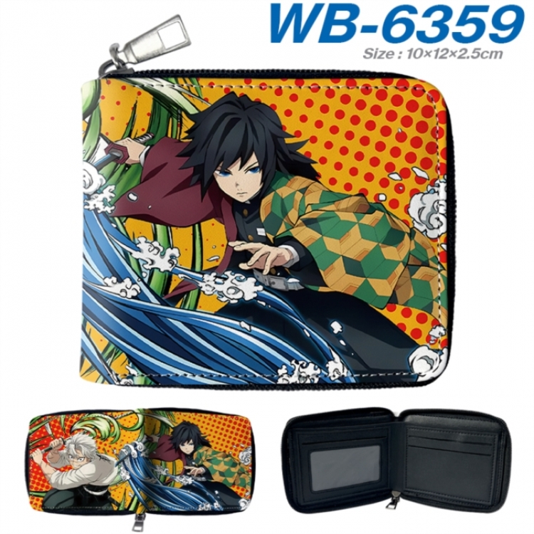 Demon Slayer Kimets Anime color short full zip folding wallet 10x12x2.5cm