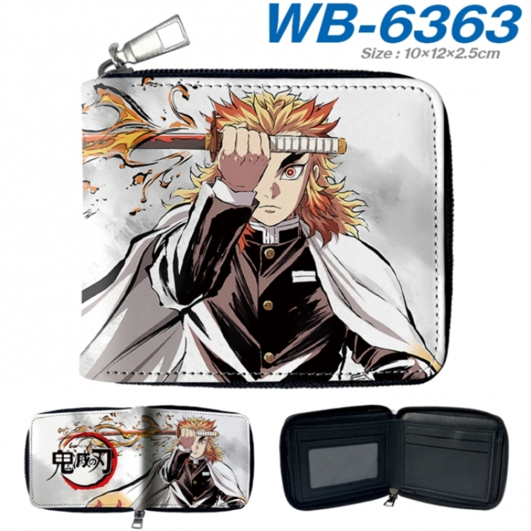 Demon Slayer Kimets Anime color short full zip folding wallet 10x12x2.5cm