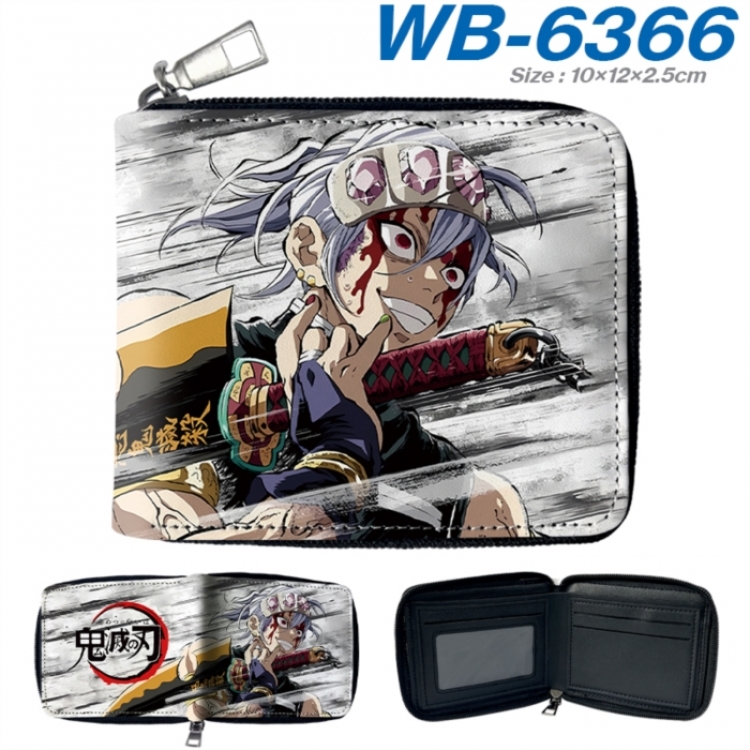 Demon Slayer Kimets Anime color short full zip folding wallet 10x12x2.5cm