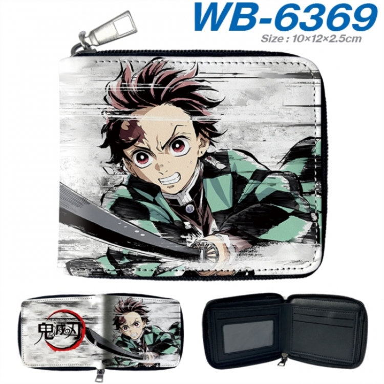 Demon Slayer Kimets Anime color short full zip folding wallet 10x12x2.5cm