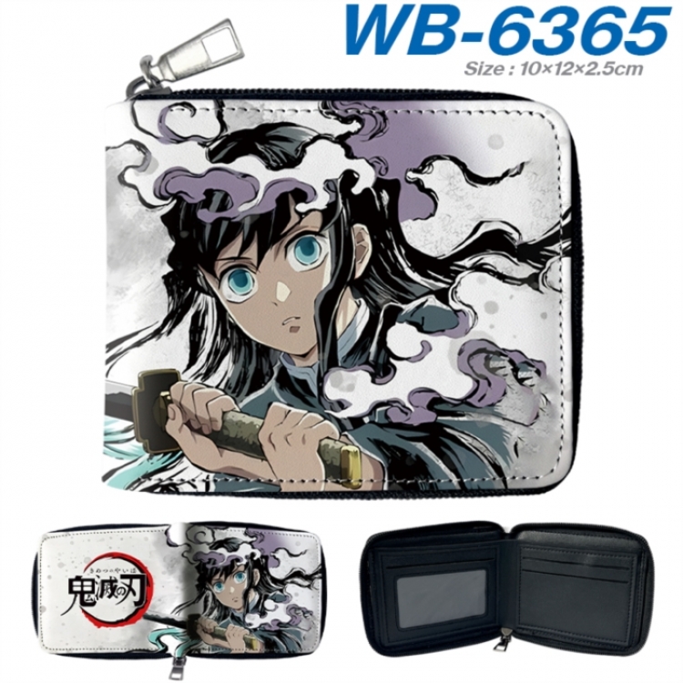 Demon Slayer Kimets Anime color short full zip folding wallet 10x12x2.5cm
