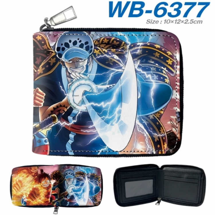 One Piece Anime color short full zip folding wallet 10x12x2.5cm