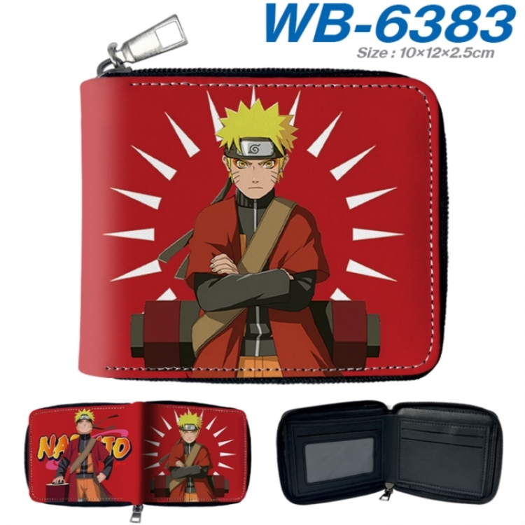 Naruto Anime color short full zip folding wallet 10x12x2.5cm