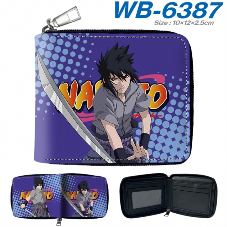 Naruto Anime color short full zip folding wallet 10x12x2.5cm