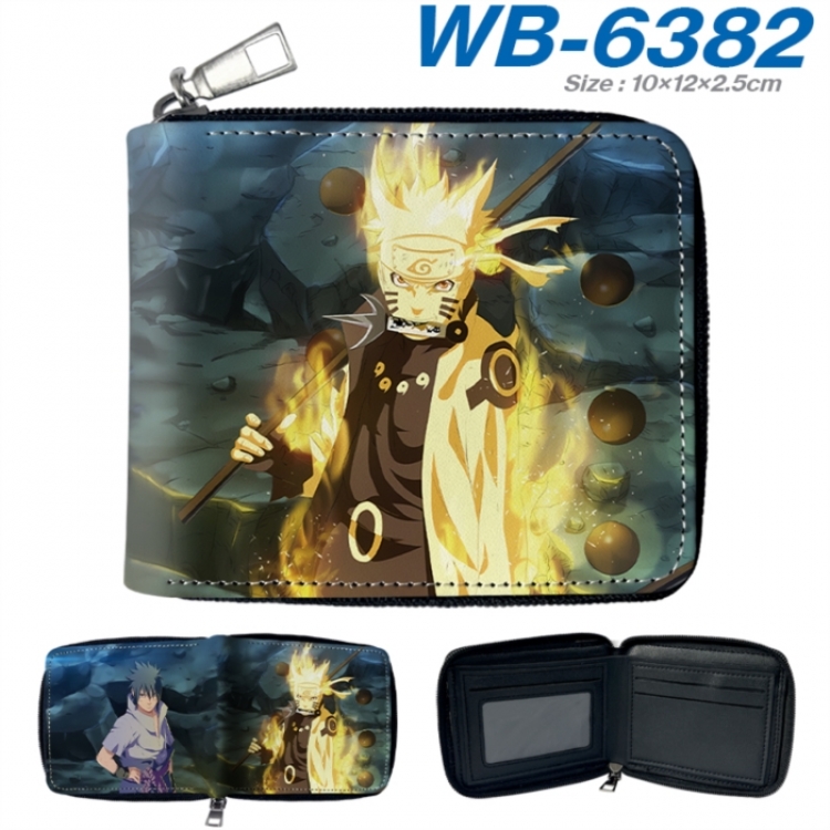 Naruto Anime color short full zip folding wallet 10x12x2.5cm