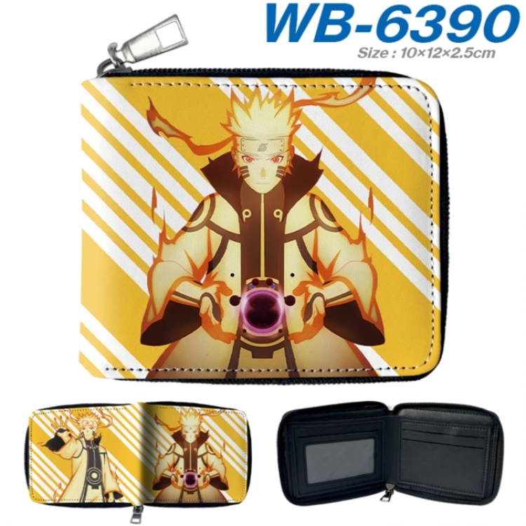Naruto Anime color short full zip folding wallet 10x12x2.5cm