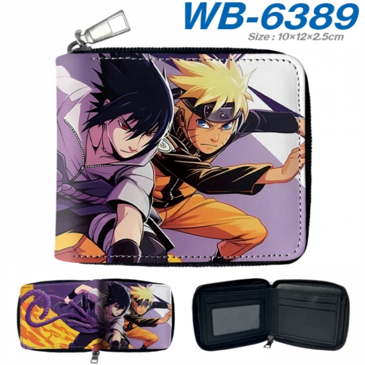 Naruto Anime color short full zip folding wallet 10x12x2.5cm