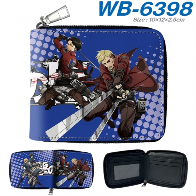 Shingeki no Kyojin Anime color short full zip folding wallet 10x12x2.5cm
