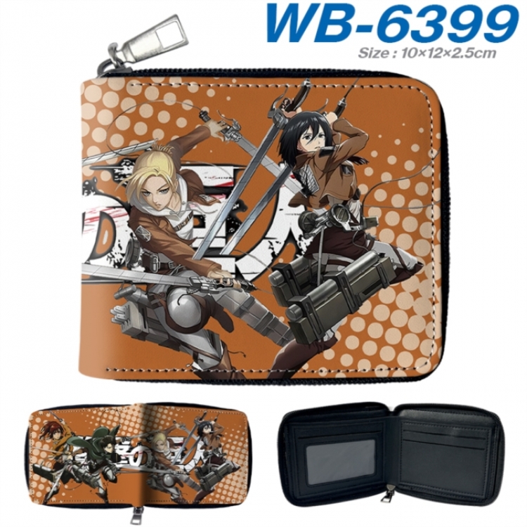 Shingeki no Kyojin Anime color short full zip folding wallet 10x12x2.5cm