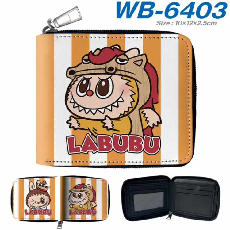 Labubu Anime color short full zip folding wallet 10x12x2.5cm