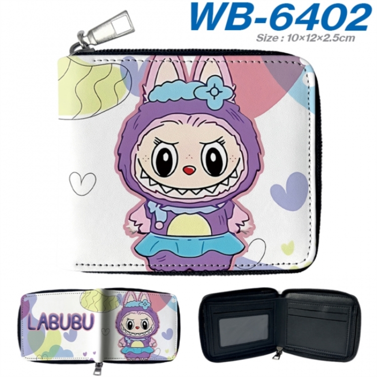 Labubu Anime color short full zip folding wallet 10x12x2.5cm