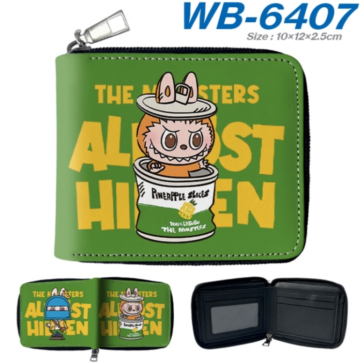 Labubu Anime color short full zip folding wallet 10x12x2.5cm