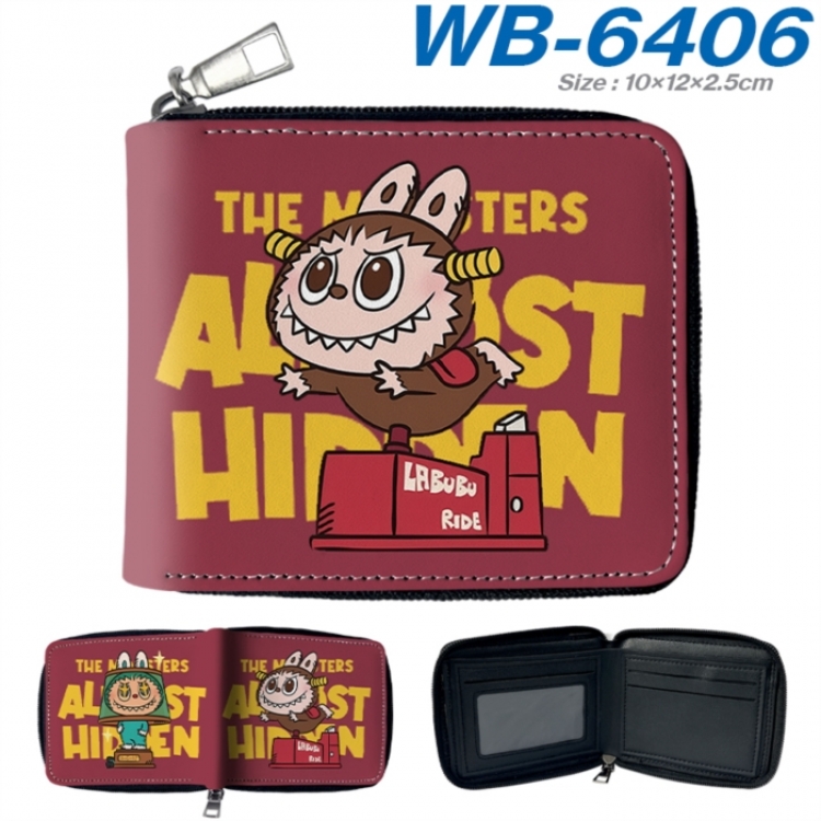 Labubu Anime color short full zip folding wallet 10x12x2.5cm