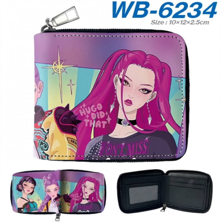 K-Pop Demon Hunters Anime color short full zip folding wallet 10x12x2.5cm