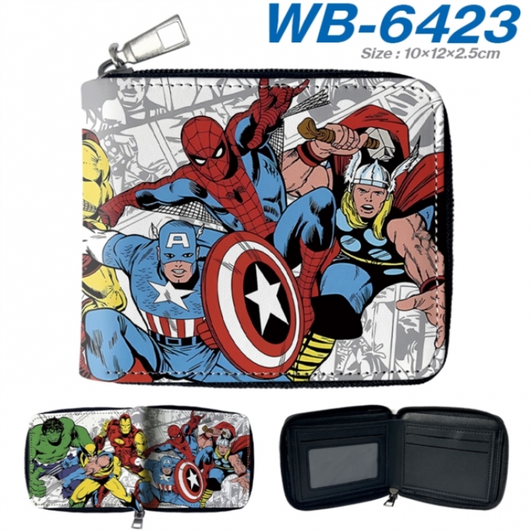 Marvel Anime color short full zip folding wallet 10x12x2.5cm
