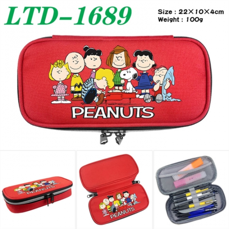 Peanuts Anime Waterproof canvas zipper clamshell pencil case pencil case 22x10x4cm